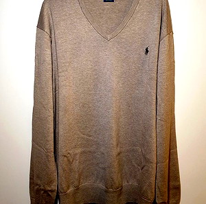 Αυθεντικό POLO BY RALPH LAUREN ανδρικό πουλόβερ μπεζ με λογότυπο, μέγεθος XXL.