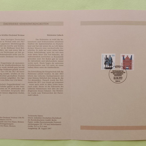 German stamps 1997 with Bonn first day cover postmark