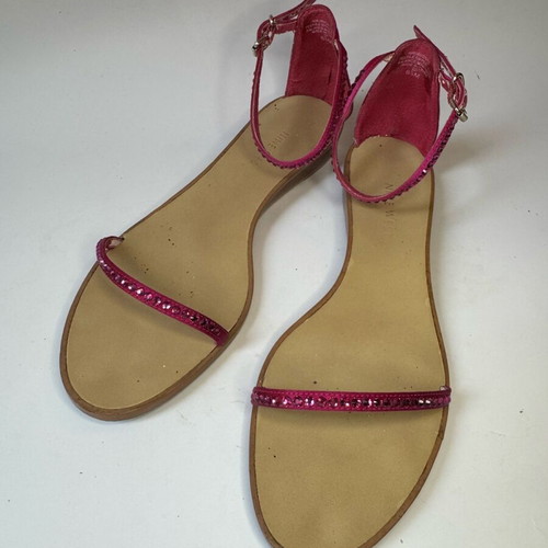 Nine West flat sandals used, fuchsia with crystals, size 38
