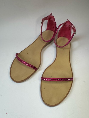 Nine West flat sandals used, fuchsia with crystals, size 38