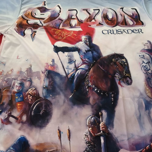 Saxon Crusader T-shirt XL new, colorful polyester fabric