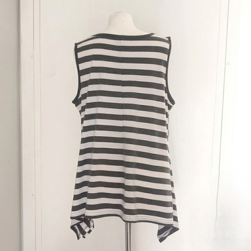 Guodil Women's Striped Sleeveless Top XL with Asymmetric Hem