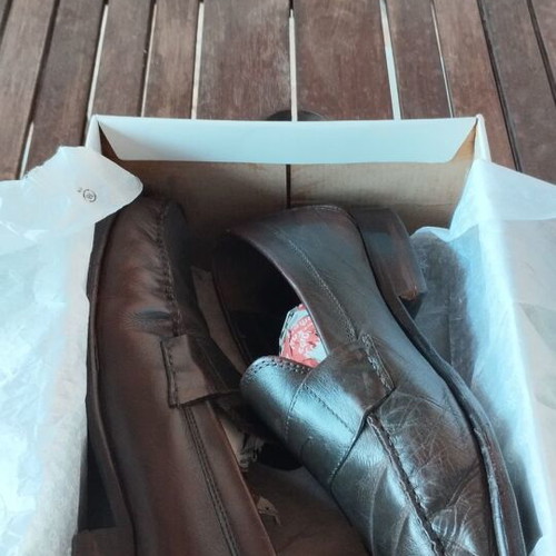Clarks leather loafers used, size EU 45, brown