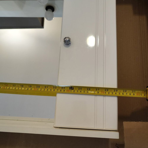 White bathroom mirror with cabinet and 2 lights like new