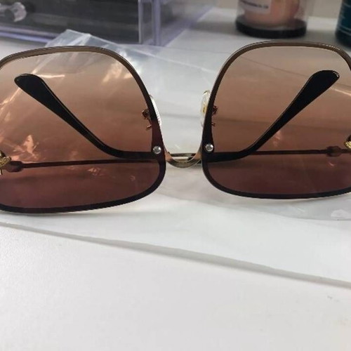 Fashion Lady square sunglasses new, brown gold with Natalia Oreiro CD gift