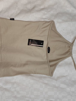 Shoulder crop top new with cord, beige, size S