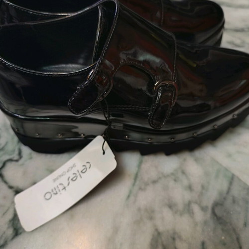Celestino black patent shoes new with buckle size 36