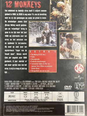 12 Monkeys DVD like new, no Greek subtitles