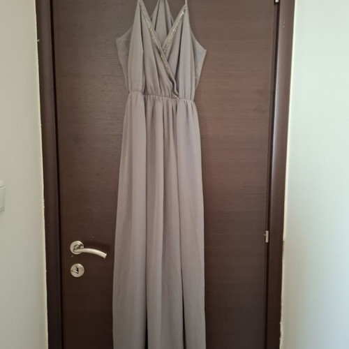 Benetton long dress like new, dark gray with metallic details