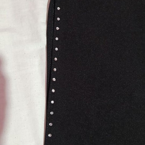 Gianni Rodini black flare pants with side slits and rhinestones