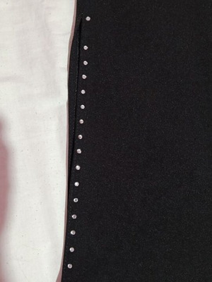 Gianni Rodini black flare pants with side slits and rhinestones