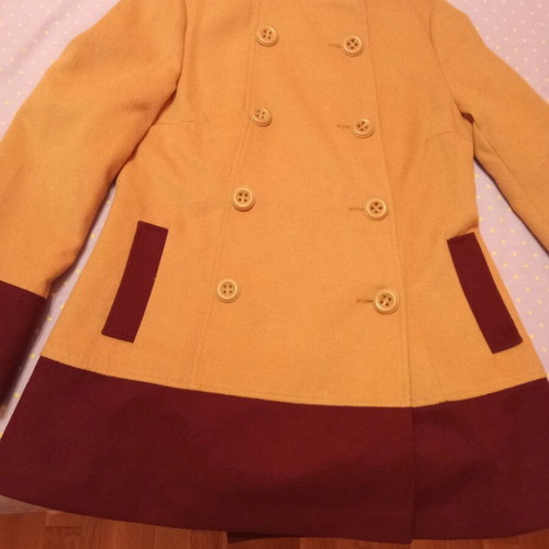 Beige coat with burgundy size medium like new