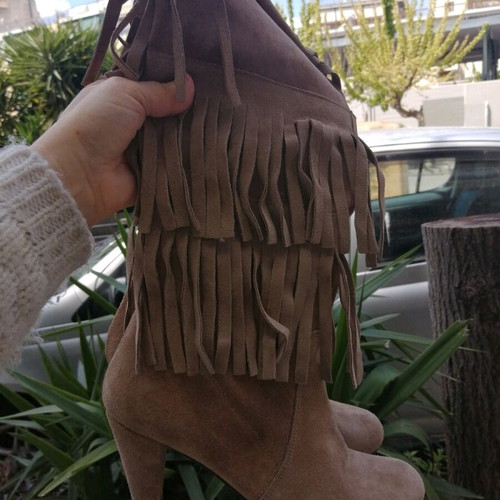 Beige boots made of genuine suede leather, like new