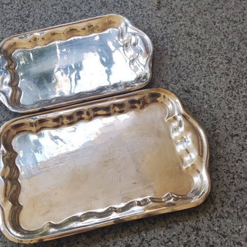 Silver-plated trays used, set of 2 pieces