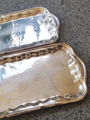 Silver-plated trays used, set of 2 pieces