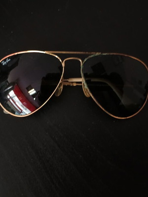 Винтидж мъжки слънчеви очила Ray Ban употребявани, златисти с калъф