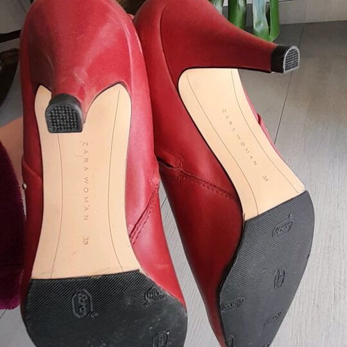 Zara leather ankle boots used, size 38, burgundy