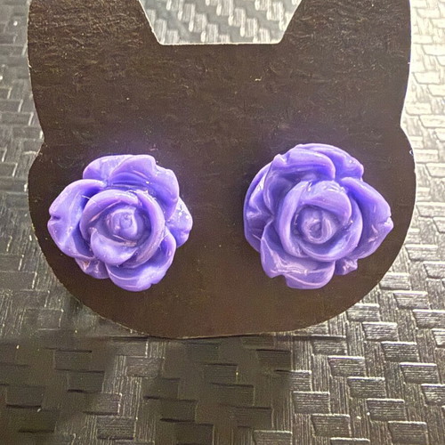 Earrings with purple roses handmade new