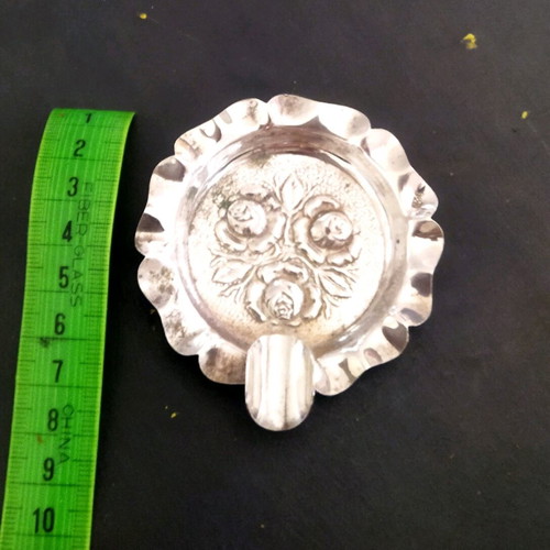 Silver ashtray with roses new