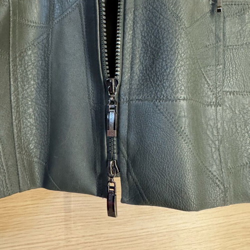 Olive leatherette jacket size L like new