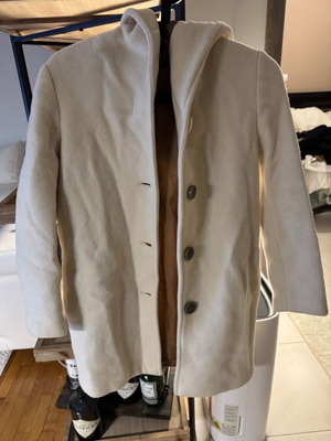 Sisley Wool White Coat S-M Like New With Hood