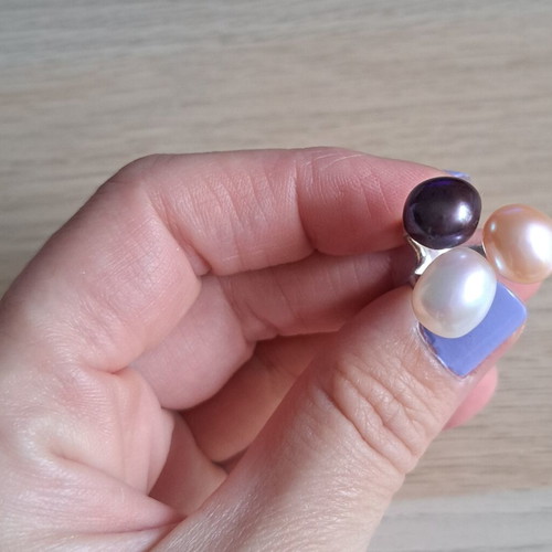 Apriati Ring No.54 Silver 925 with 3 Natural Pearls, like new