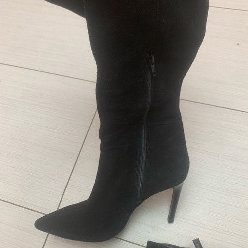 Zara suede boots high over the knee like new, size 38, black