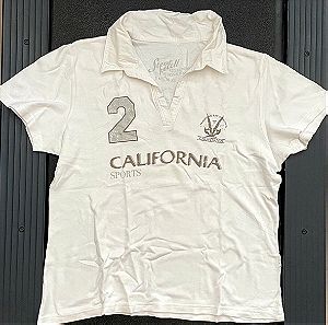 STEVE KETELL womens off white collared t-shirt CALIFORNIA motif L