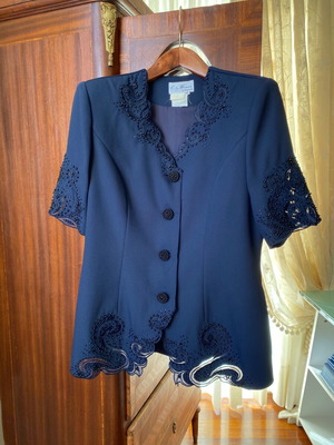 Embroidered jacket like new, dark blue, vintage
