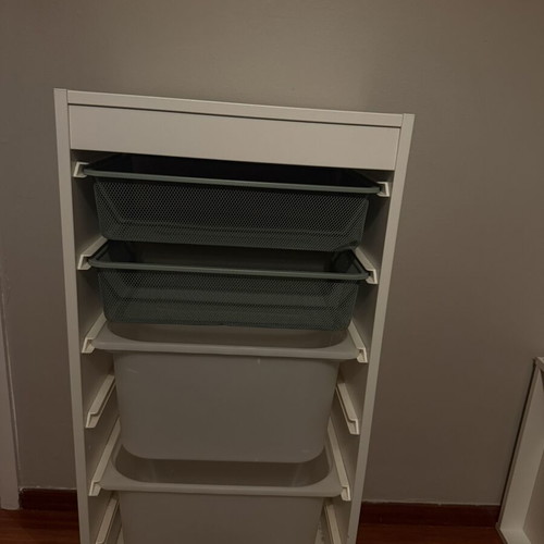 Trofast IKEA storage unit with boxes used, set of 2