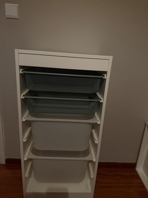 Trofast IKEA storage unit with boxes used, set of 2