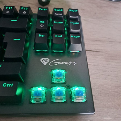 Genesis mechanical gaming keyboard with green light and blue switches