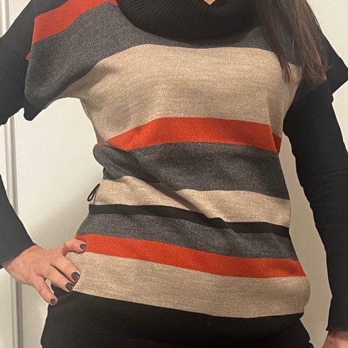 Canda (C&A) sweater used, short-sleeve with wide collar multicolor