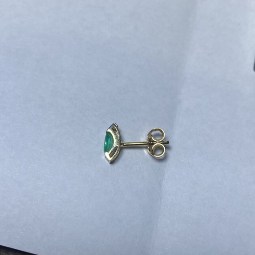 Gold 14k earrings with emerald new, handmade
