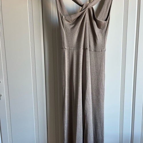 Nadia Rapti Grand Finale lurex jumpsuit new, beige and silver
