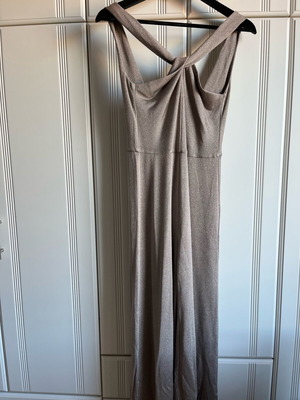 Nadia Rapti Grand Finale lurex jumpsuit new, beige and silver