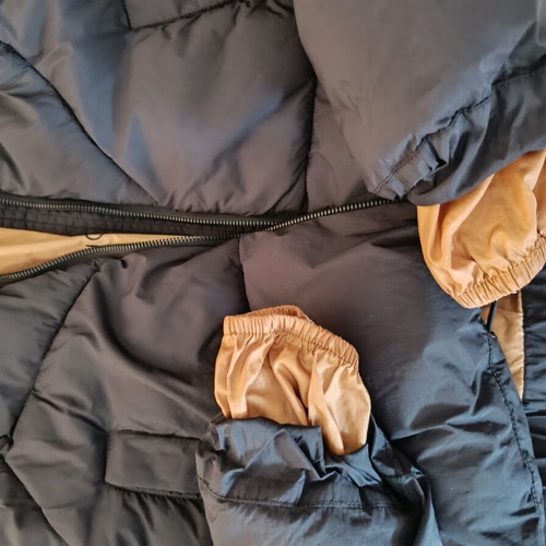 Funky Buddha Puffer jacket like new, women's small, black with gold interior