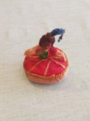 Pincushion Vintage Handmade Souvenir from Madeira 1950s-1960s used