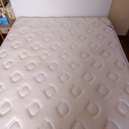 Double bed with white leather and Media Strom Premium mattress 150x200