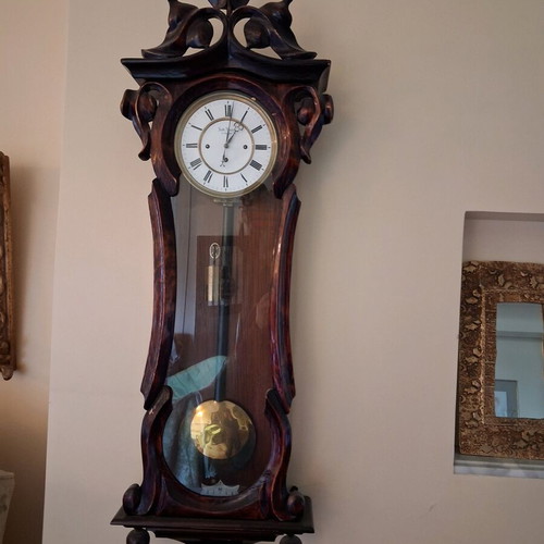Wall clock carved wood from Prague, like new, 18th-19th century