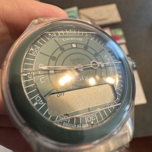 Swatch The Beep 211 vintage watch like new, unisex, grey and green