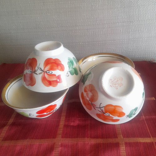 Polonne Vintage Porcelain Bowls Set of 4 Used