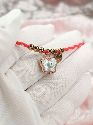 Traditional Martisor Bracelet with Evil Eye and Pearl Charm, new