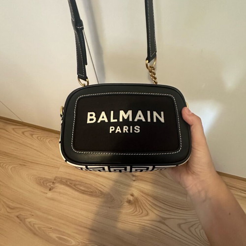 Balmain B-Army canvas and leather shoulder bag