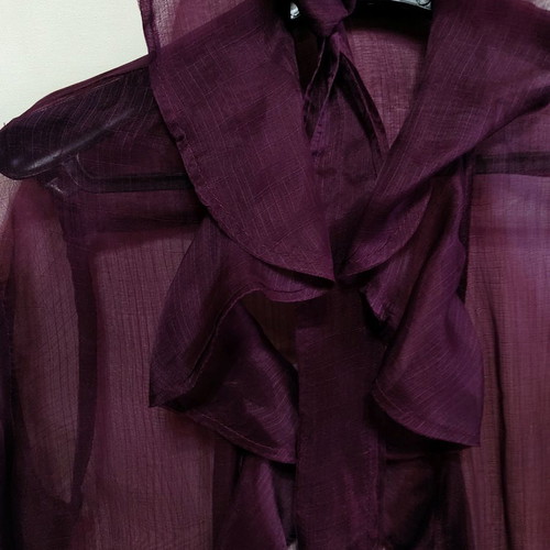 Jeff Gallano silk organza shirt burgundy, size Large, new