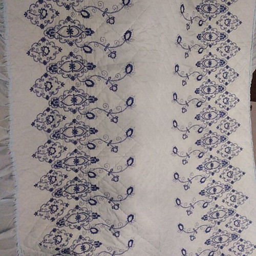Quilted bedspread new, sky blue with flounces