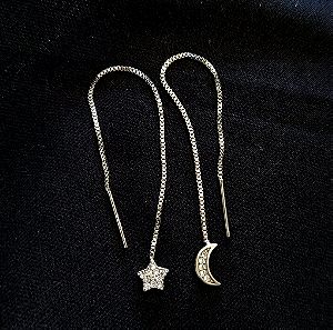ασημενια s925 σκουλαρίκια αστερι και φεγγάρι