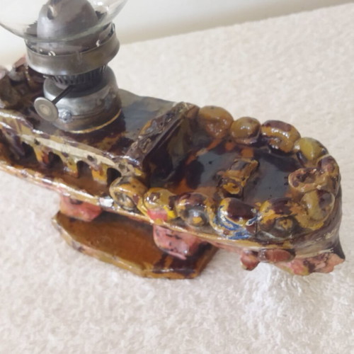 Ottoman Ceramic Ship Lamp Ganakkale 19th Century Vintage