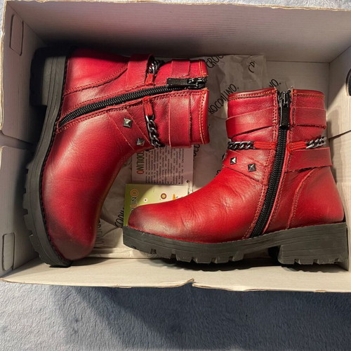 Crocodilino kids leather boots size 27 like new, burgundy