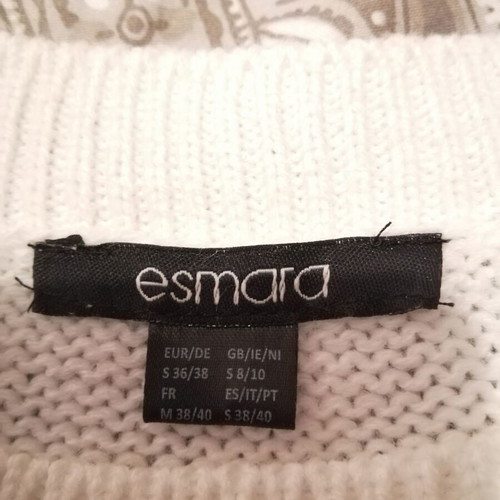 Pullover size S-M like new, white, knit pattern